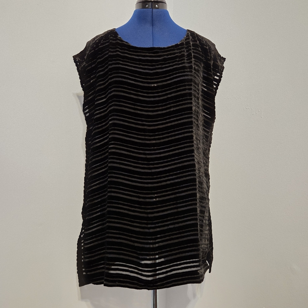 Sheer Silk Velvet Striped Tank Top Size PM